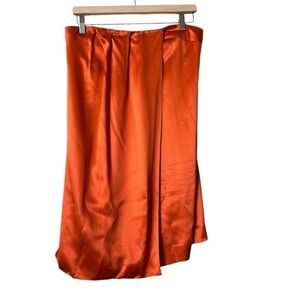 BCBG Max Azria Orange Silk Faux Wrap Skirt M